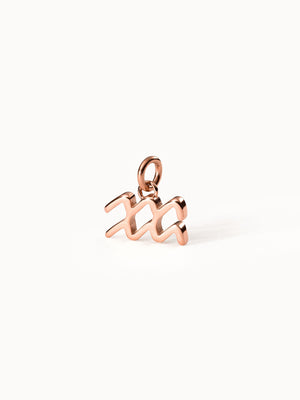 PURELEI Wassermann Zodiac Charm aus rosévergoldetem Edelstahl, elegant minimalistisch auf weißem Hintergrund