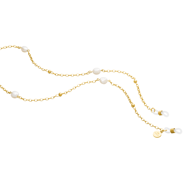 PURELEI Alima Brillenkette aus 18K vergoldetem Edelstahl mit Keshi-Perlen, elegant und feminin für den Sommer