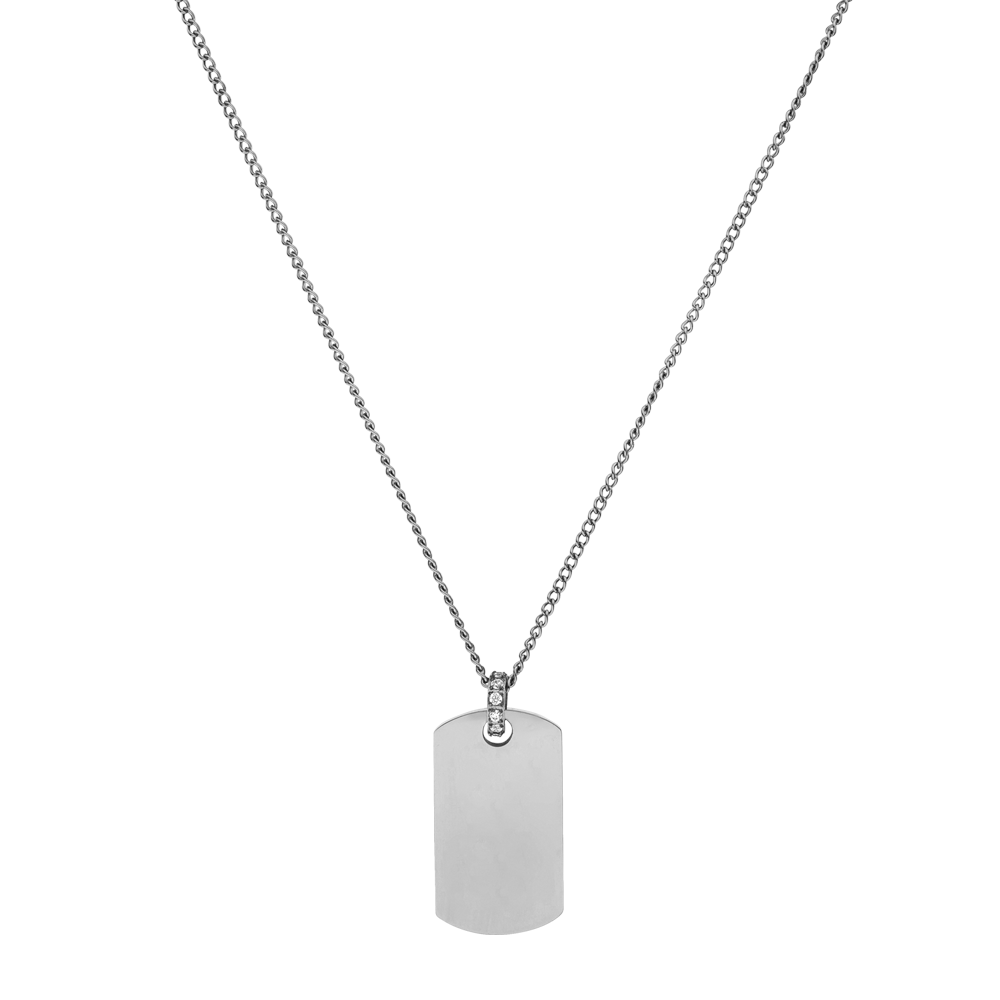 Plate Charm Kette aus nickelfreiem, silbernem Edelstahl mit schlichtem Anhänger, PURELEI-typisch elegant und zeitlos.