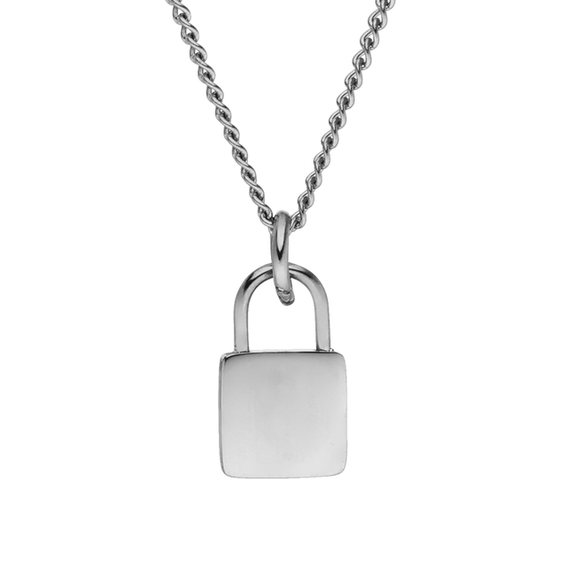 PURELEI Padlock Charm Kette aus nickelfreiem, silbernem Edelstahl mit schlichter Eleganz und cleanem Design.