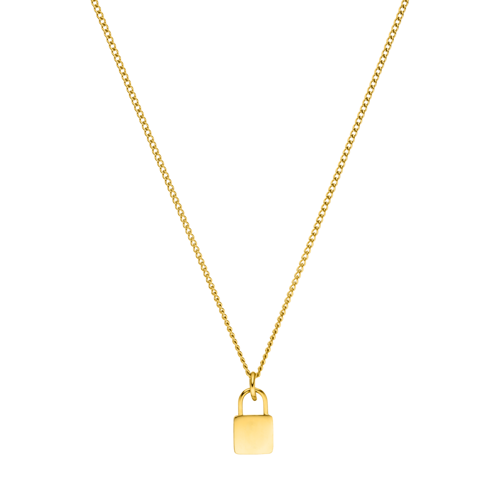 PURELEI Padlock Charm Kette aus 18K vergoldetem Edelstahl, elegant und femininer Island-Spirit in Gold.