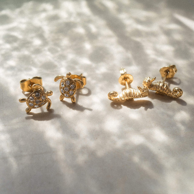 White Turtle Earring