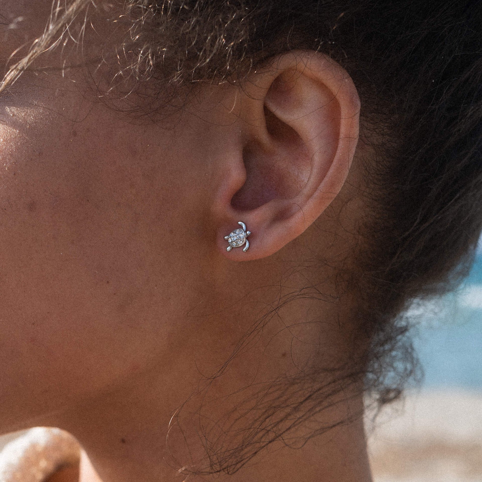 White Turtle Earring