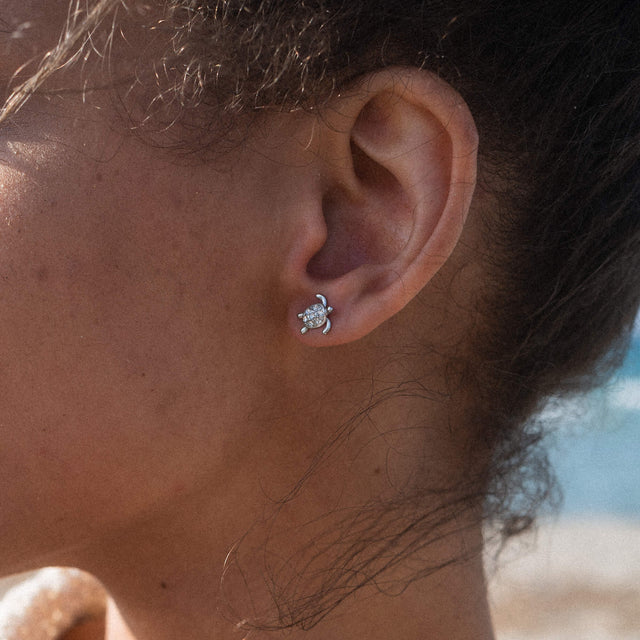 White Turtle Earring