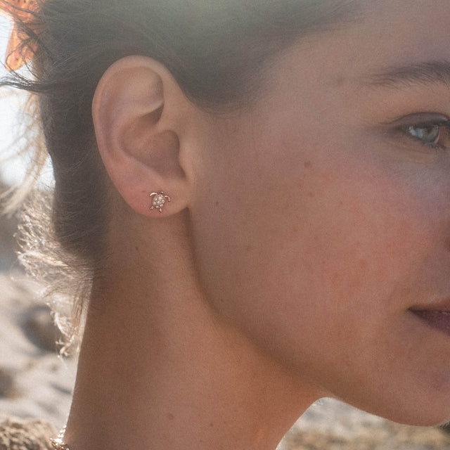 White Turtle Earring