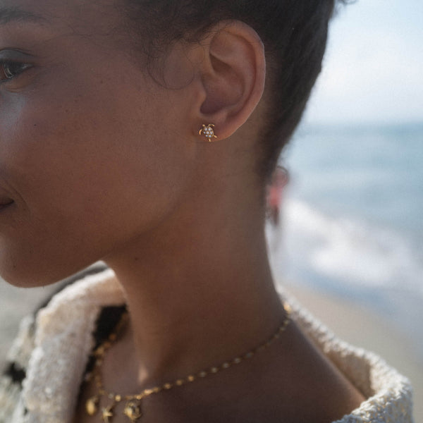 White Turtle Earring
