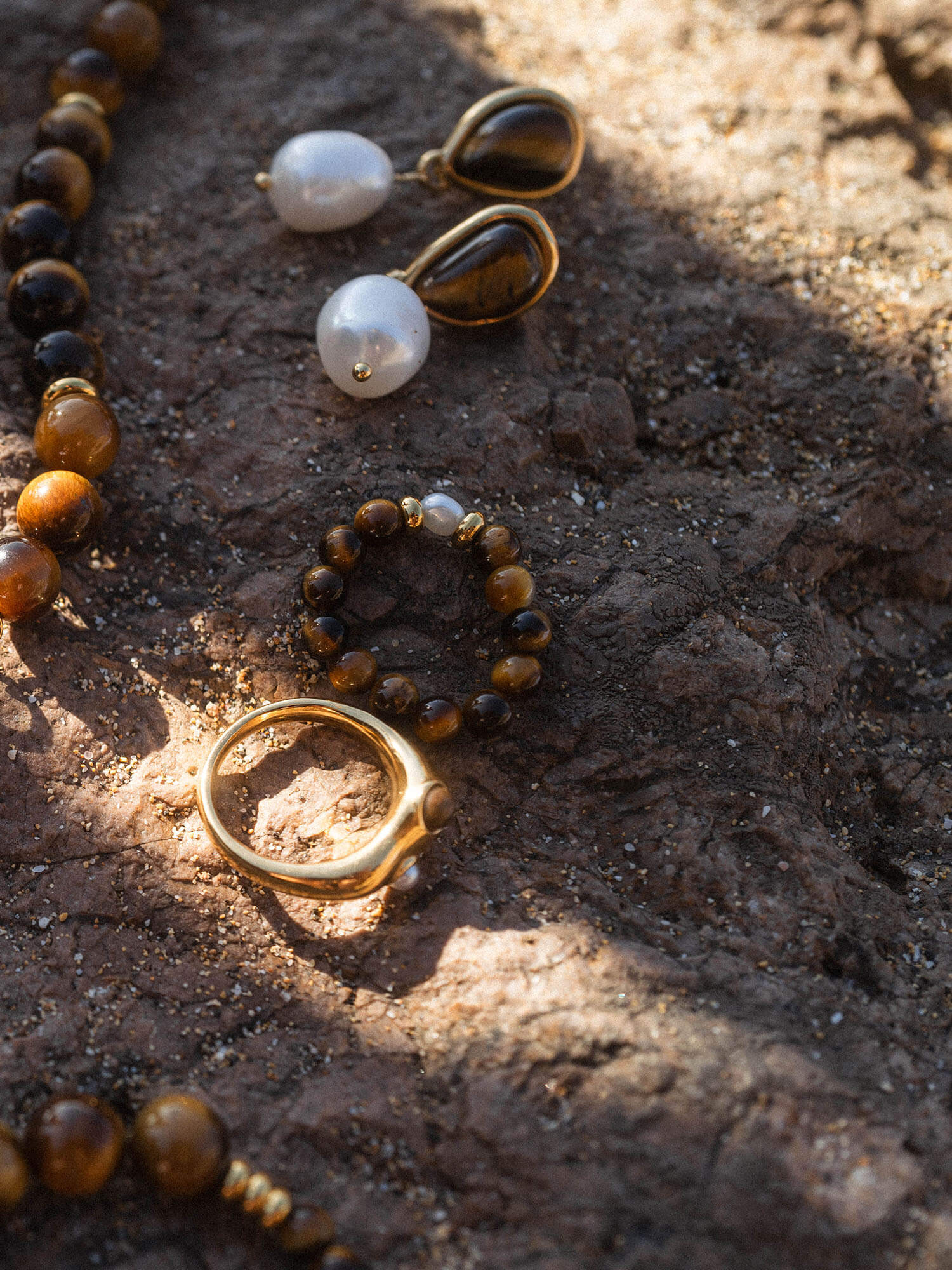 Boucles d'Oreilles Tiger's Eye Pearl
