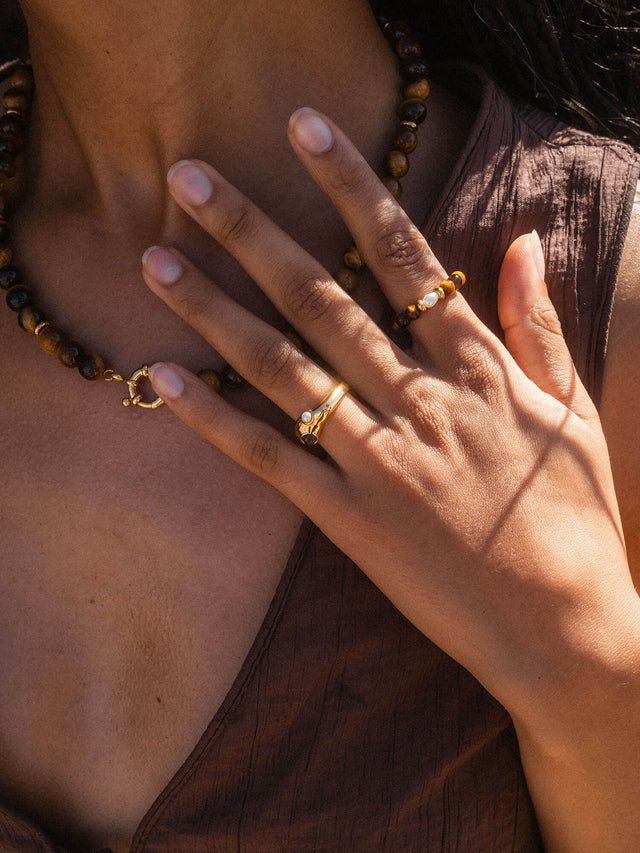 Bague Tiger's Eye Pearl