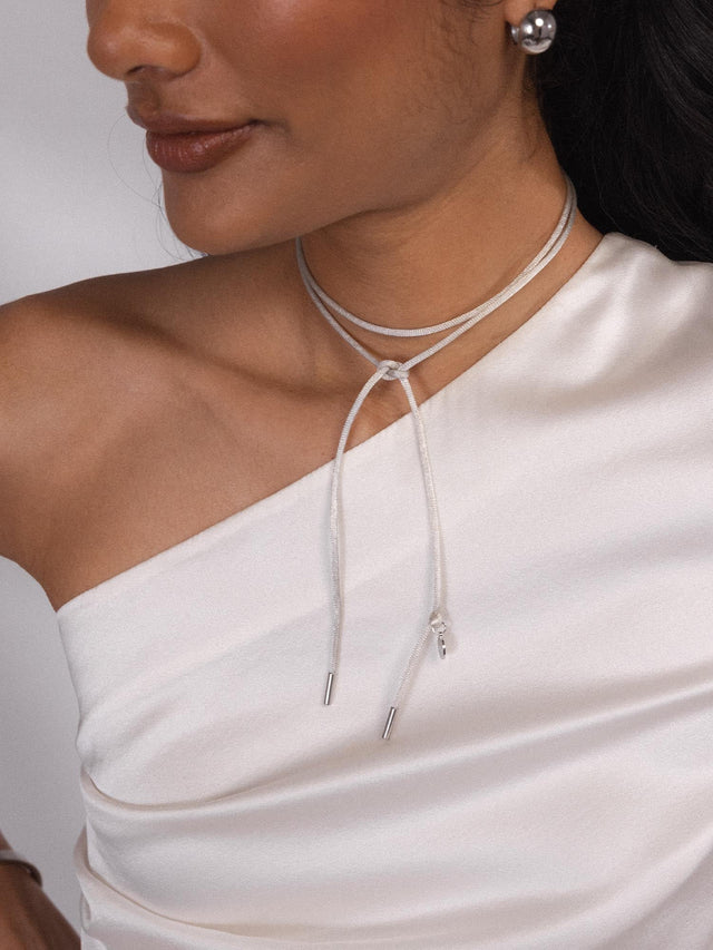 Gray Satin Necklace