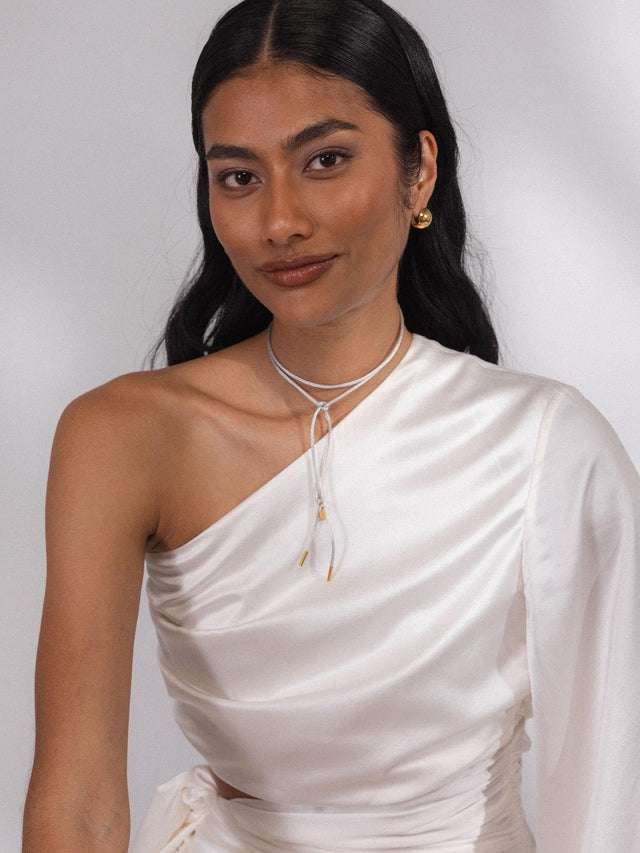 Gray Satin Necklace