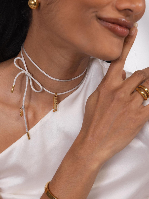 Gray Satin Necklace