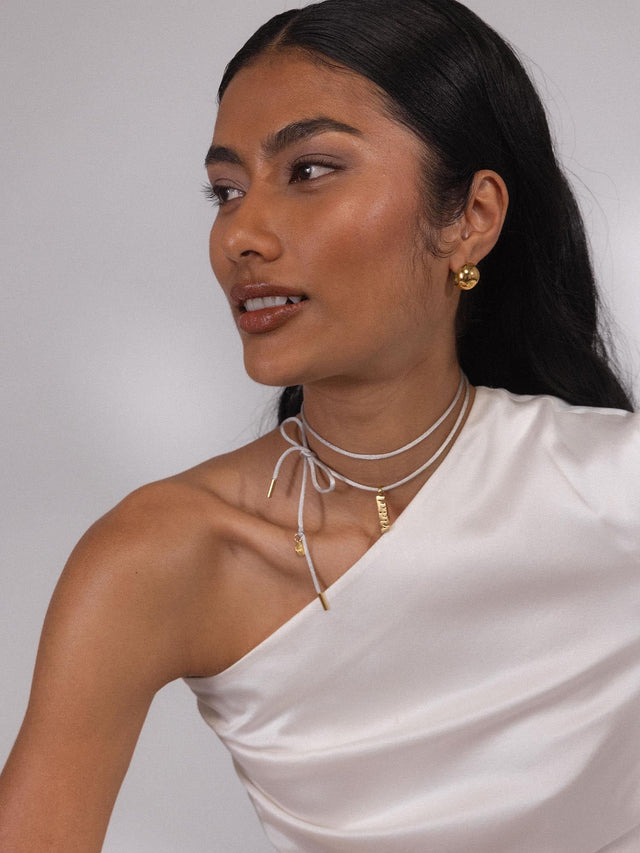 Gray Satin Necklace