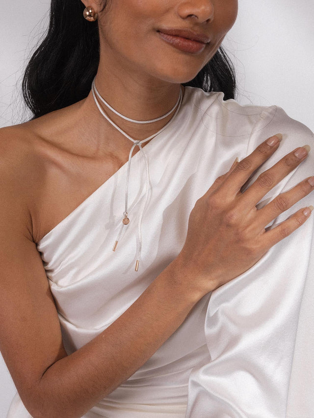 Gray Satin Necklace