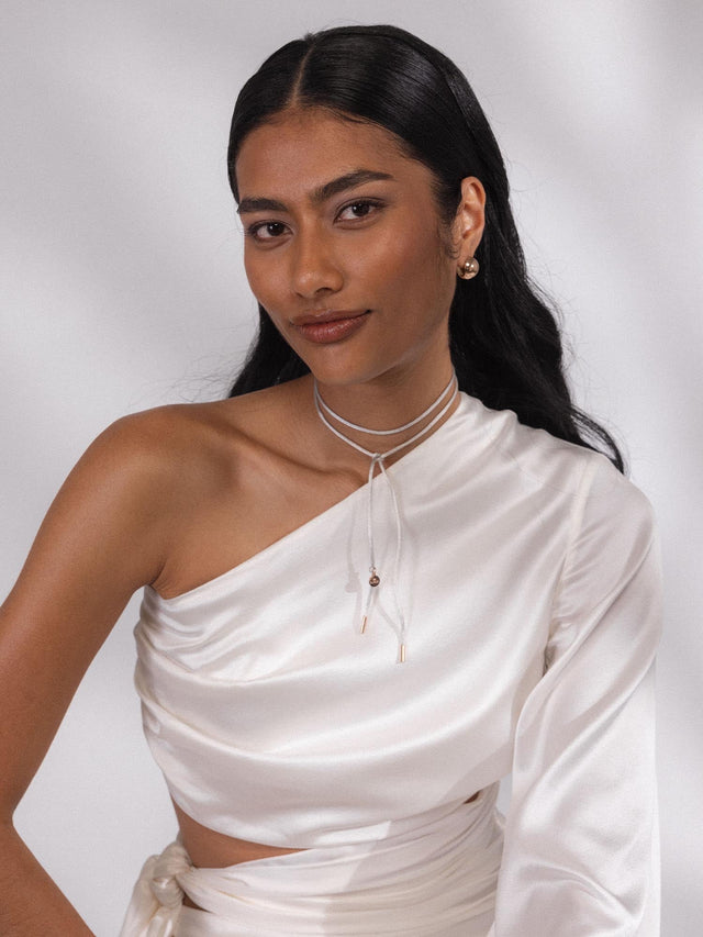 Gray Satin Necklace