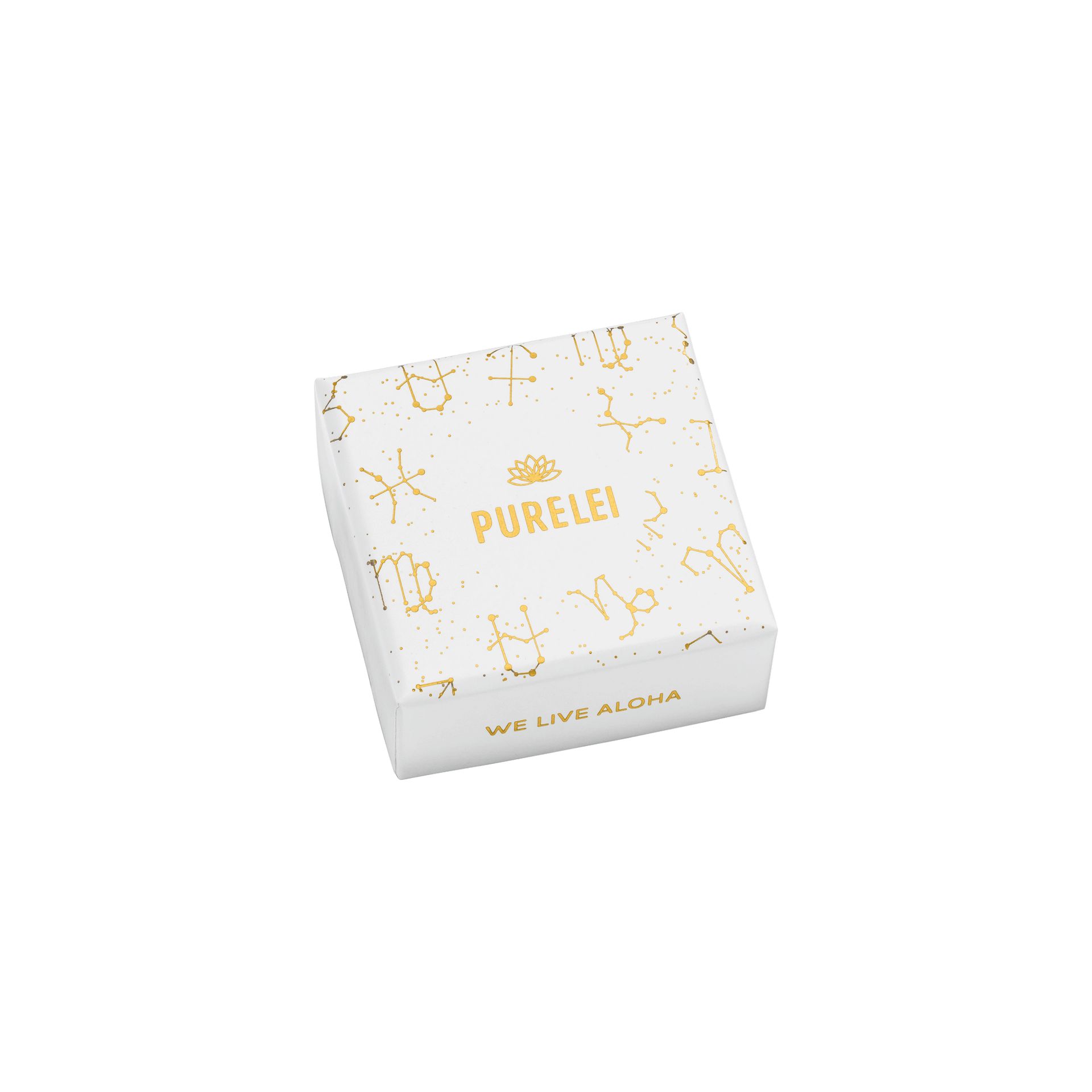 PURELEI Löwe Zodiac Charm in 18K Gold, edel verpackt mit Sternzeichen-Motiven, feminin und elegant gestaltet.