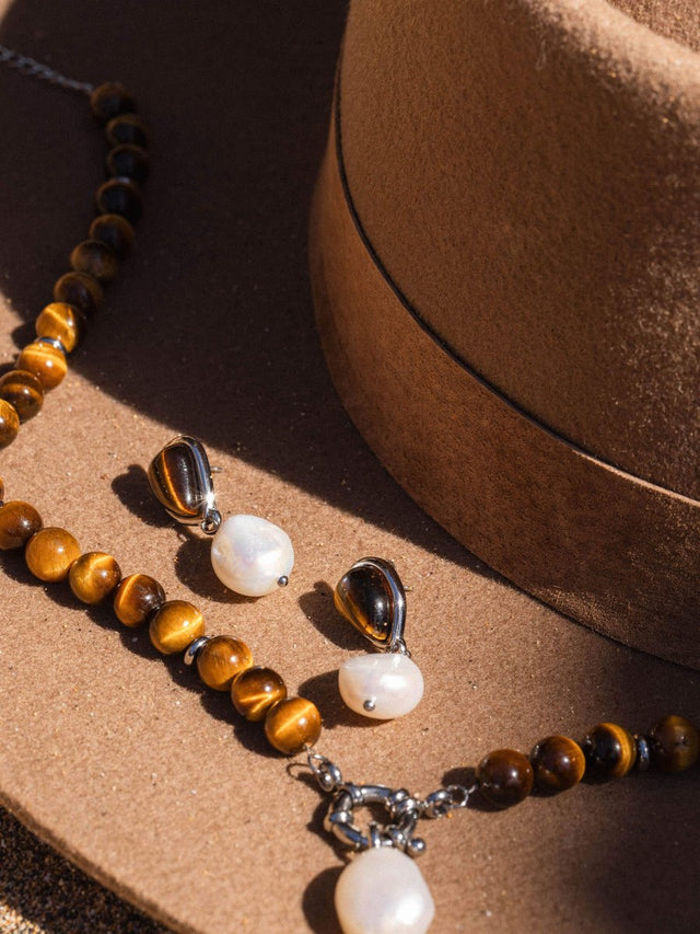Tiger's Eye Pearl Earring - INT PURELEI